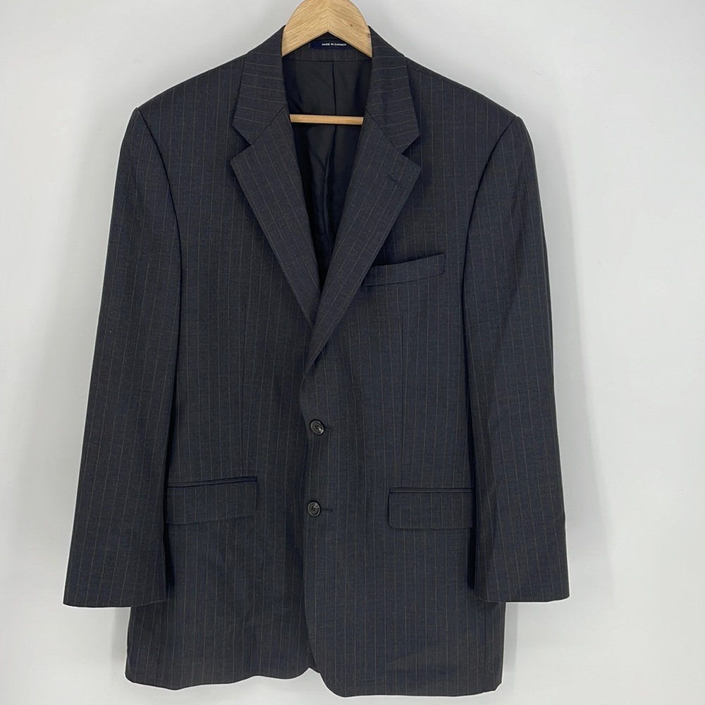 LAUREN RALPH LAUREN 42L wool pinstripe suit jacket men's gray